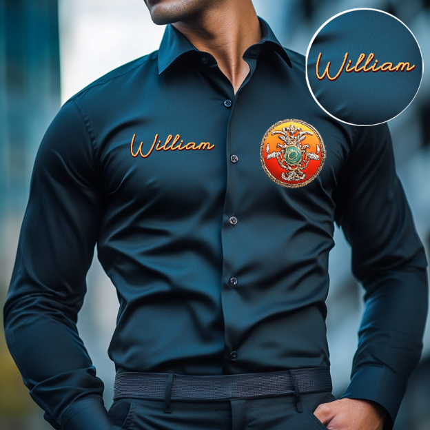 Custom Personalized Luxe Exclusive Design Embroidery & Print Business Casual Vacation Shirt