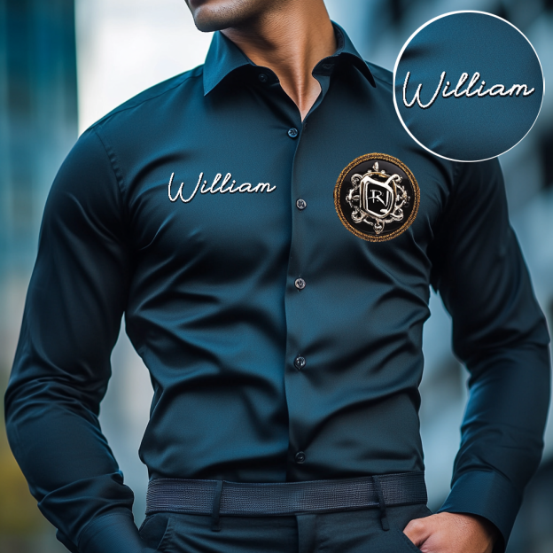 Custom Personalized Luxe Exclusive Design Embroidery & Print Business Casual Vacation Shirt