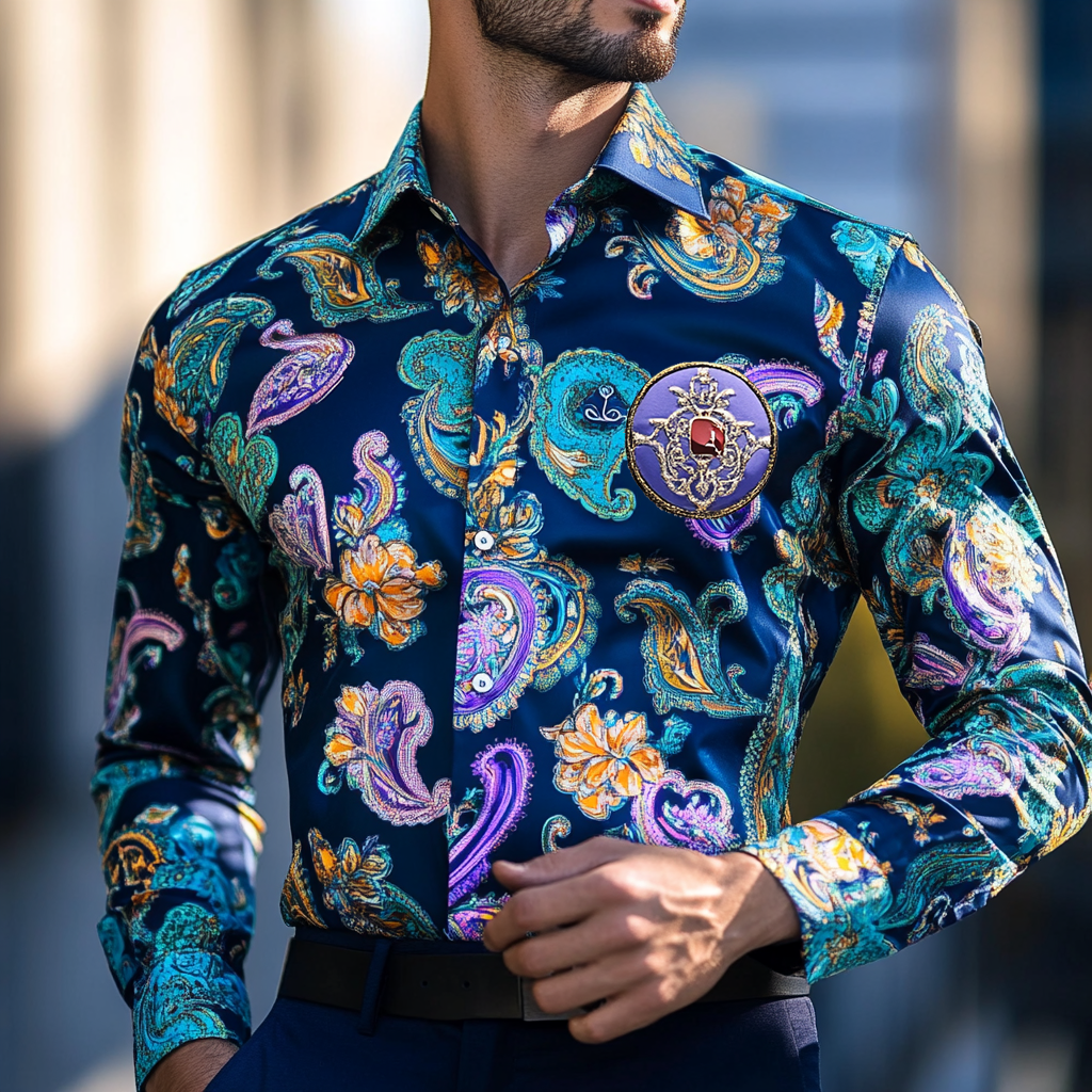 Custom Personalized Luxe Exclusive Design Embroidery & Print Business Casual Vacation Shirt