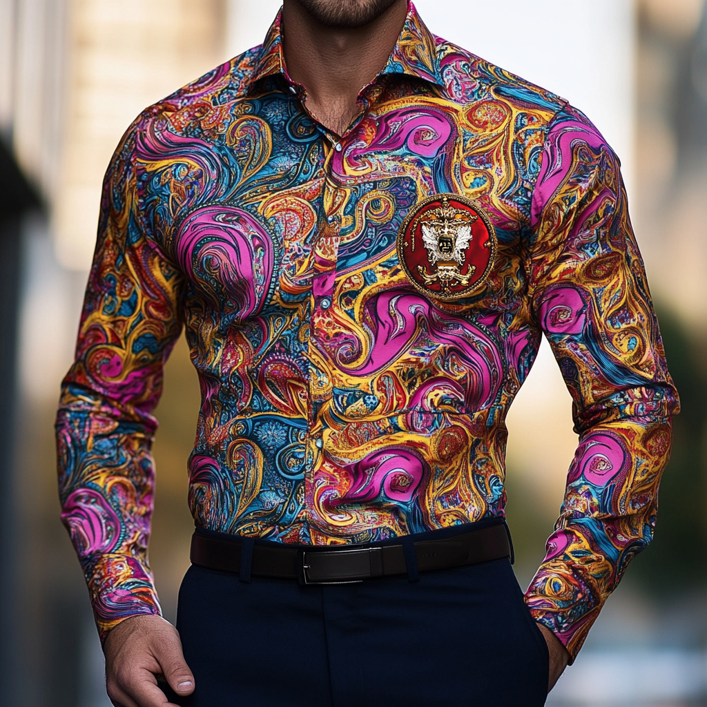 Custom Personalized Luxe Exclusive Design Embroidery & Print Business Casual Vacation Shirt