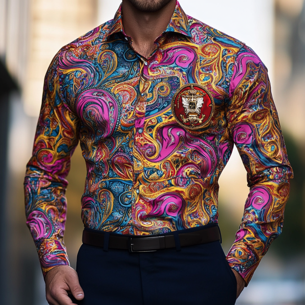 Custom Personalized Luxe Exclusive Design Embroidery & Print Business Casual Vacation Shirt
