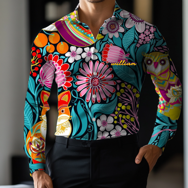 VIP Exclusive Design Embroidery & Print Business Casual Vacation Shirt