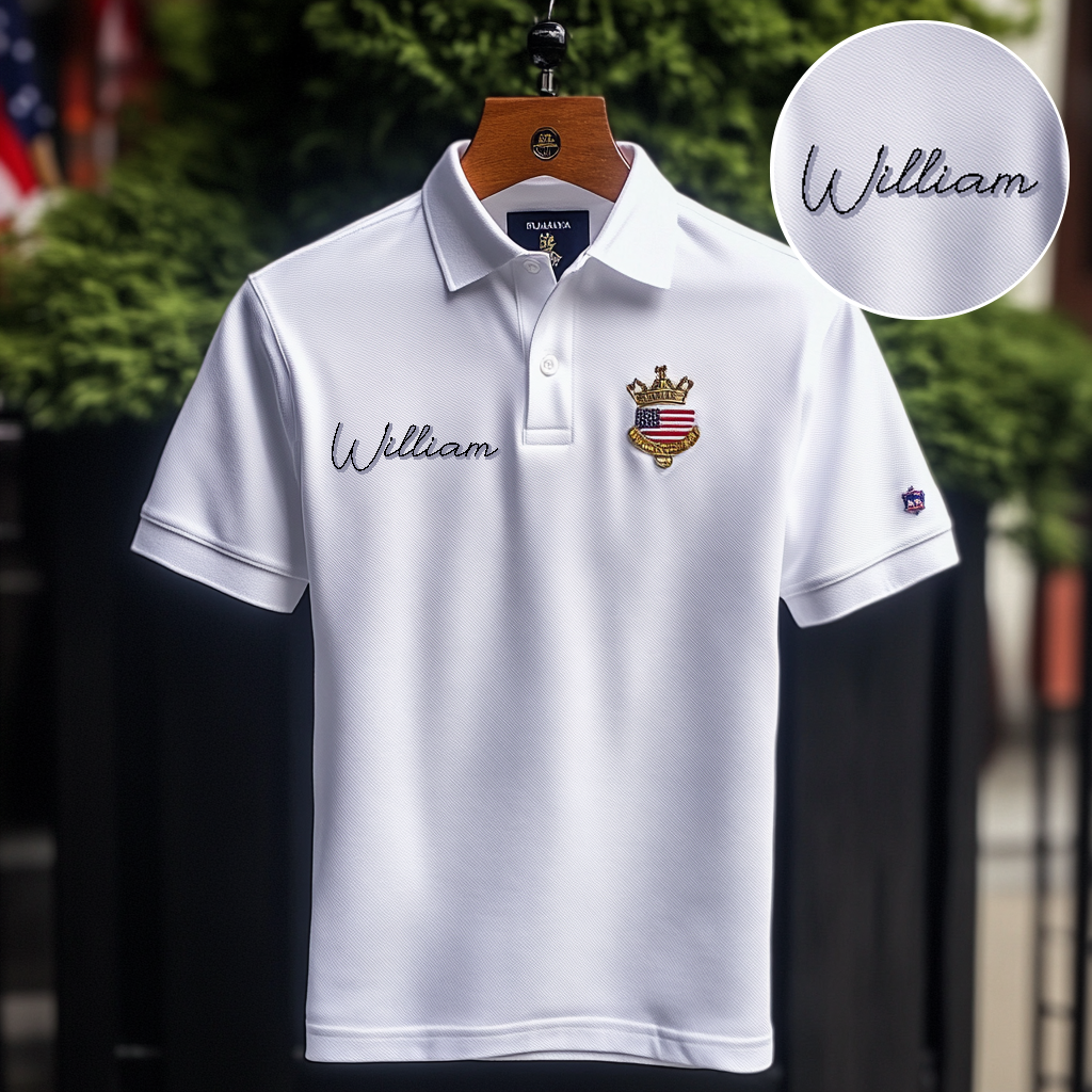 Custom Personalized Luxe Exclusive Design Embroidery & Print Business Casual Vacation Short-Sleeved Polo Shirt