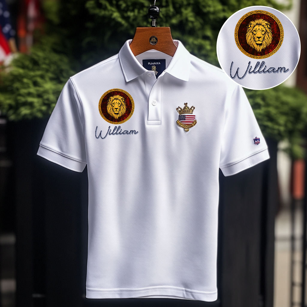 Custom Personalized Luxe Exclusive Design Embroidery & Print Business Casual Vacation Short-Sleeved Polo Shirt