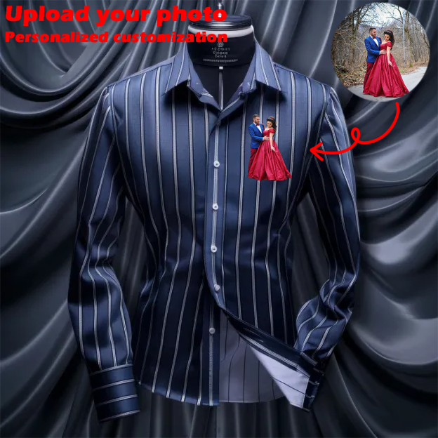 Custom Prints/Embroidery With Your Photos Silk Luxury unique Luxe long Shirt
