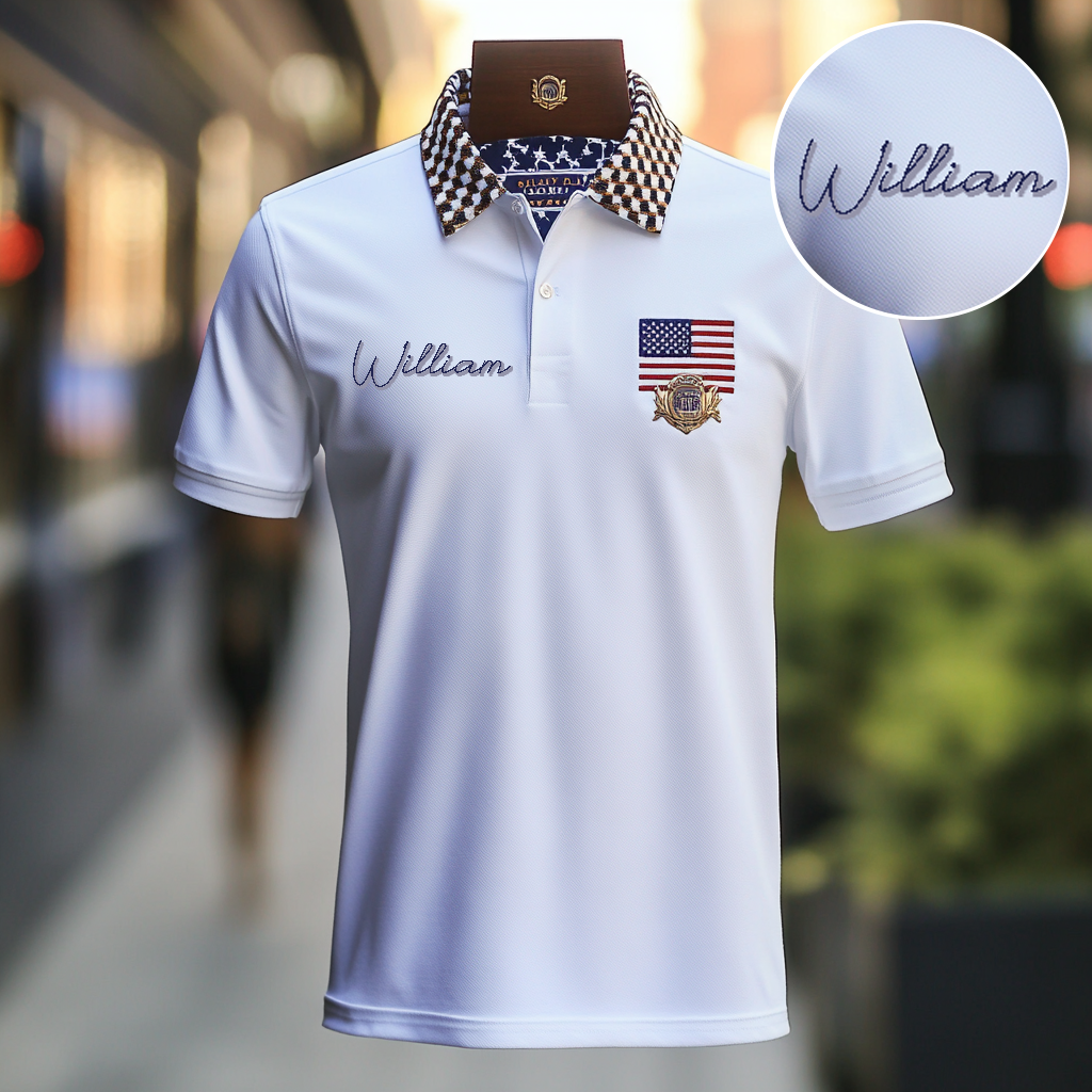 Custom Personalized Luxe Exclusive Design Embroidery & Print Business Casual Vacation Short-Sleeved Polo Shirt