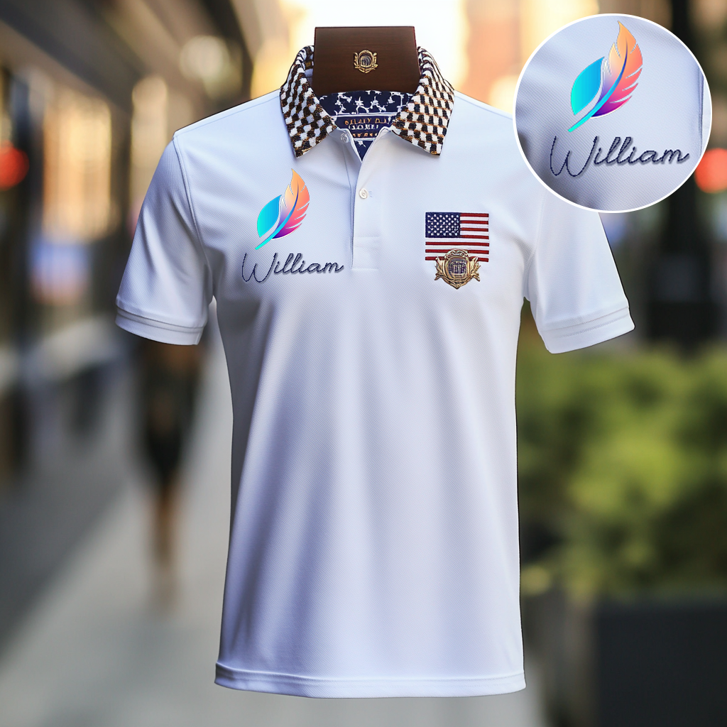 Custom Personalized Luxe Exclusive Design Embroidery & Print Business Casual Vacation Short-Sleeved Polo Shirt