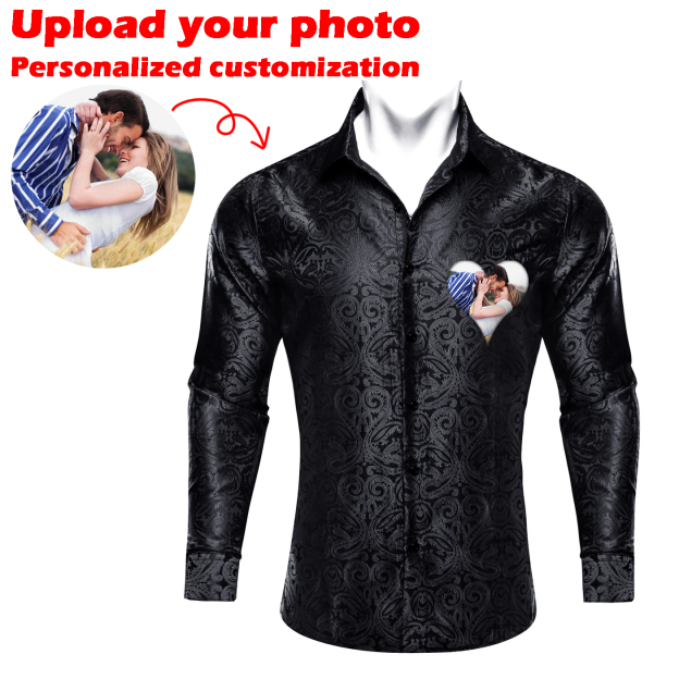 Custom Prints/Embroidery With Your Photos Silk Luxury unique Luxe long Shirt