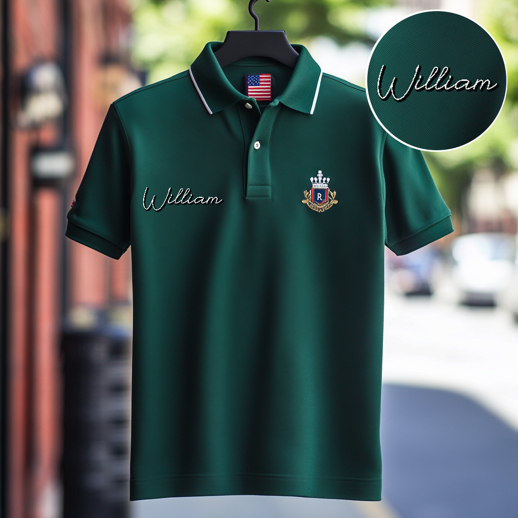 Custom Personalized Luxe Exclusive Design Embroidery & Print Business Casual Vacation Short-Sleeved Polo Shirt