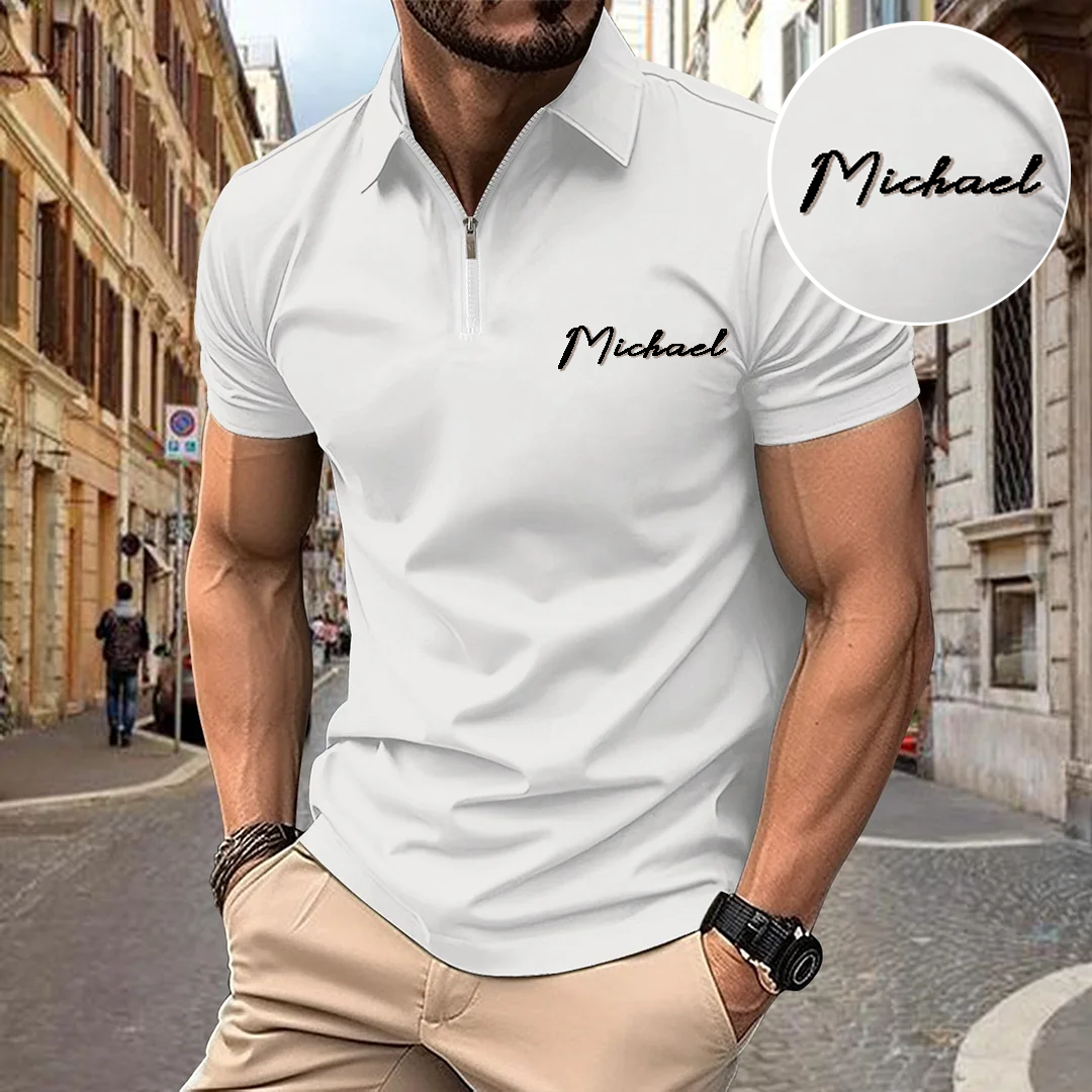 Custom Personalized Luxe Exclusive Design Embroidery & Print Business Casual Vacation Short-Sleeved Polo Shirt