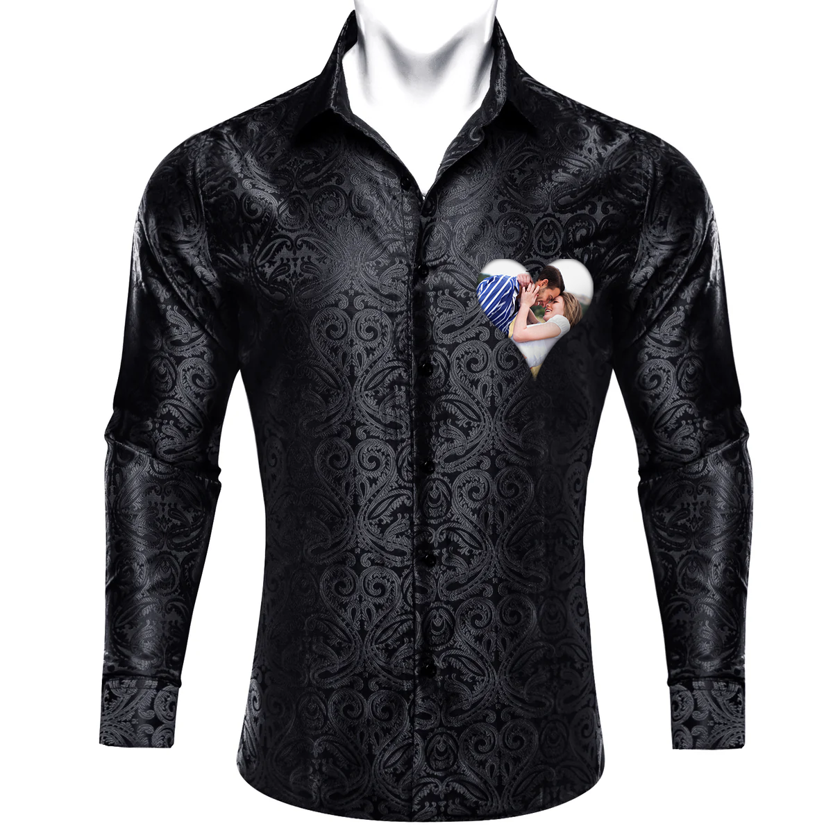 Custom Prints/Embroidery With Your Photos Silk Luxury unique Luxe long Shirt