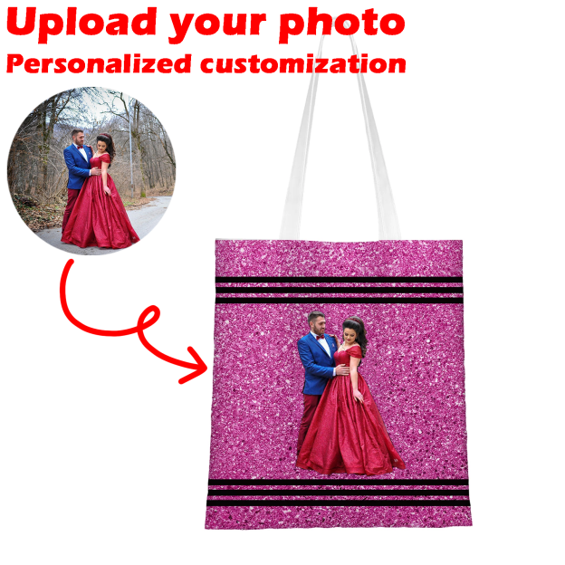 Personalized Faux Glitter Crayon Design Large Canvas Tote Bag Office Commuting Appreciation Gift for Teacher