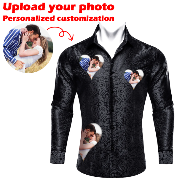 Custom Prints/Embroidery With Your Photos Silk Luxury unique Luxe long Shirt