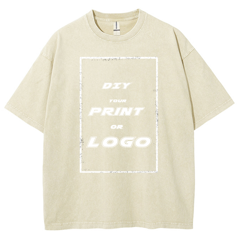 Custom DTG Graph Printing Washed T Shirt