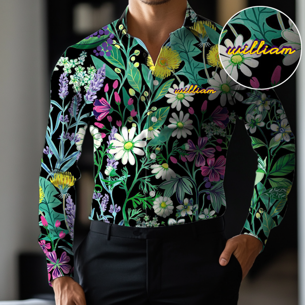 VIP Exclusive Design Embroidery & Print Business Casual Vacation Shirt