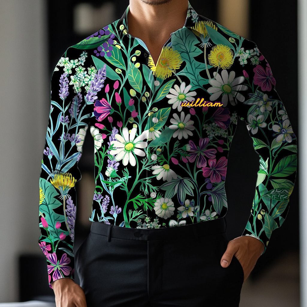 VIP Exclusive Design Embroidery & Print Business Casual Vacation Shirt