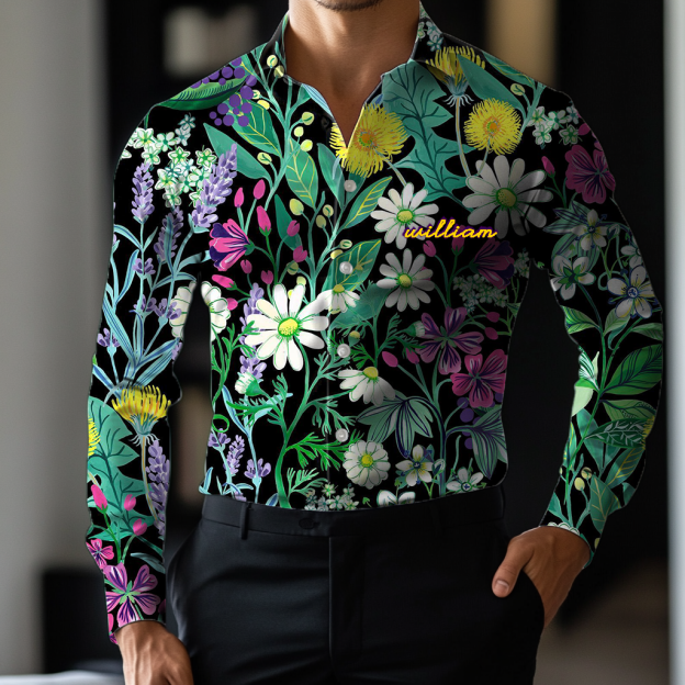 VIP Exclusive Design Embroidery & Print Business Casual Vacation Shirt