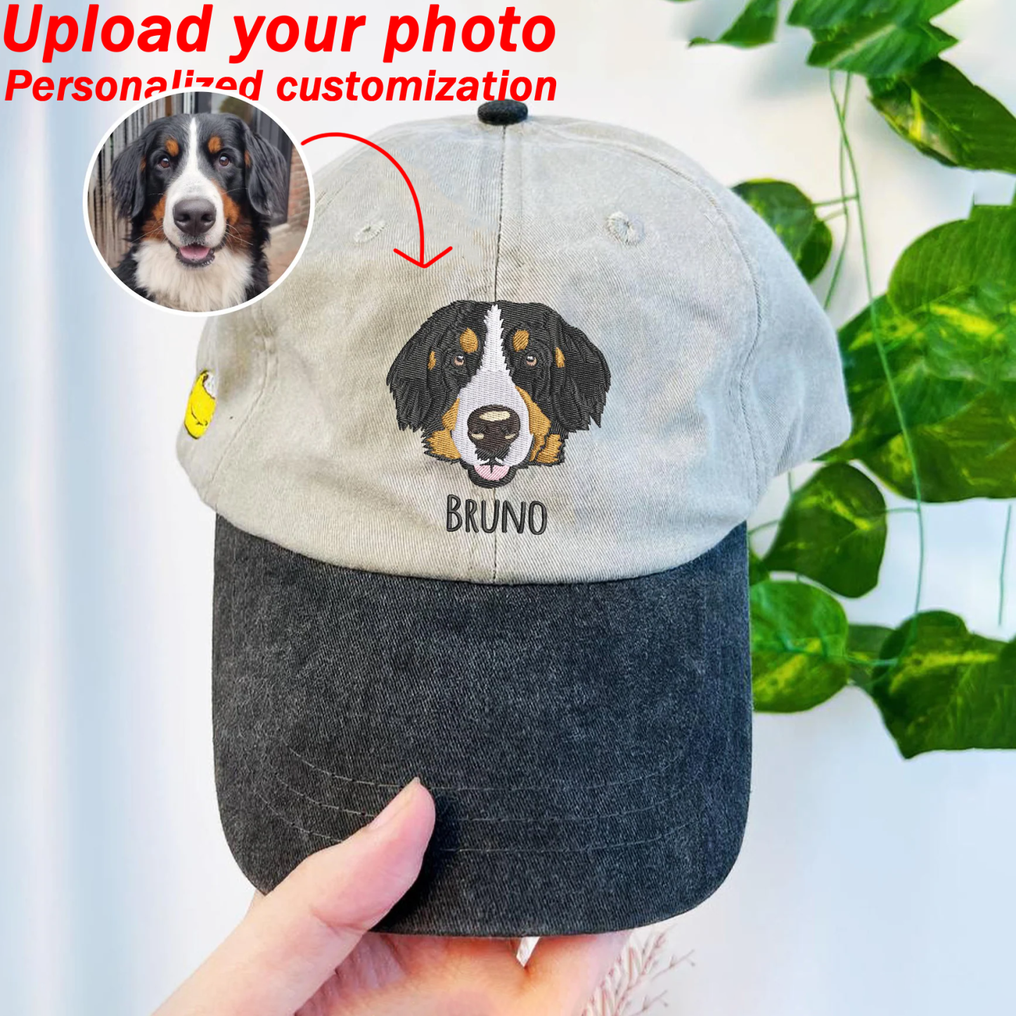 Custom Prints/Embroidery with Your Photos Custom Dog Photo– Personalized Gifts Baseball Cap Hat