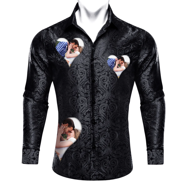 Custom Prints/Embroidery With Your Photos Silk Luxury unique Luxe long Shirt