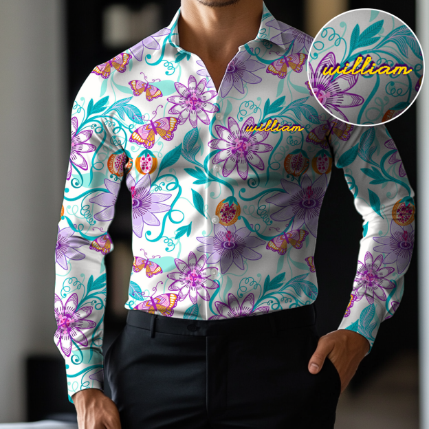 VIP Exclusive Design Embroidery & Print Business Casual Vacation Shirt