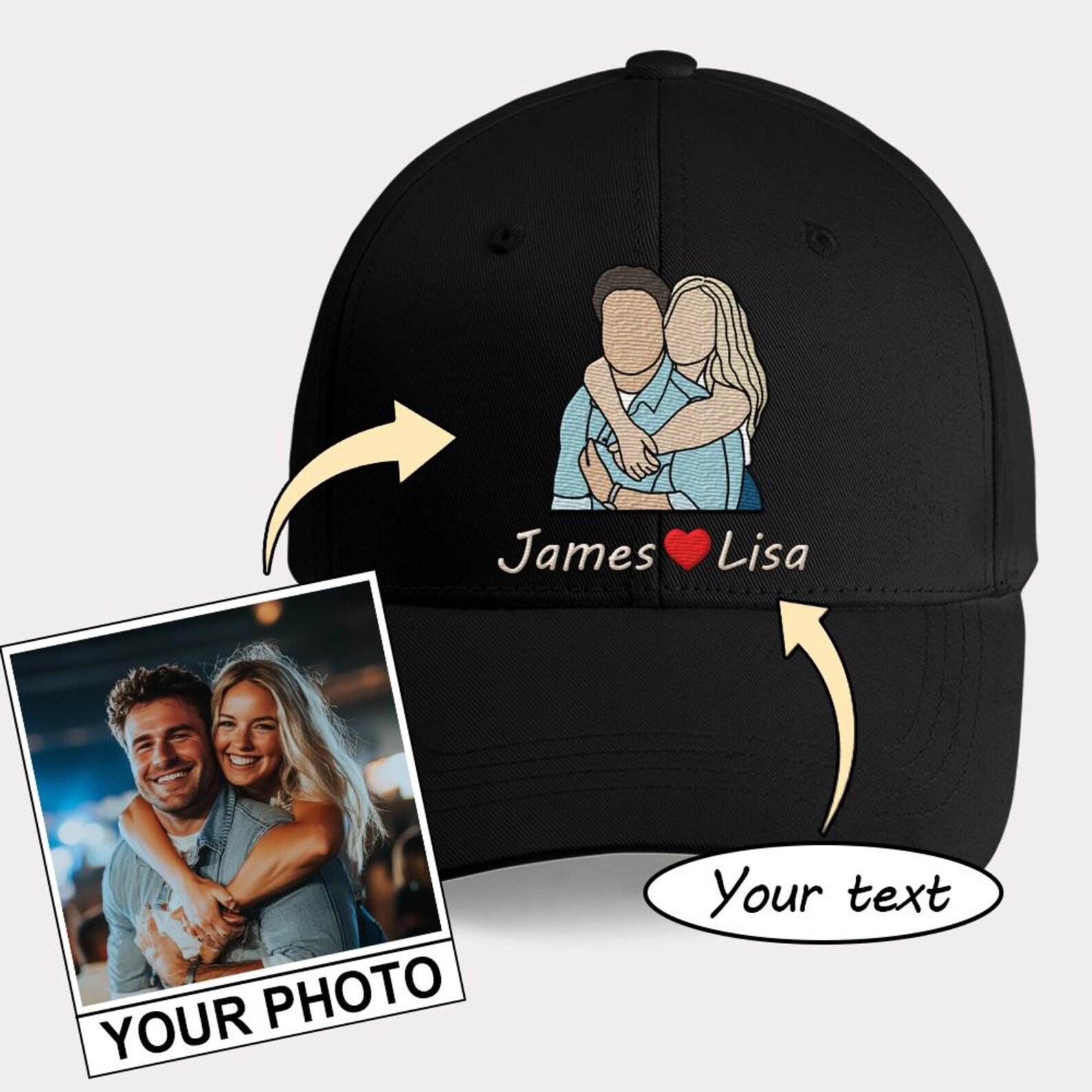 Custom Prints/Embroidery with Your Photos Custom/Dog Photo– Personalized Gifts Luxury Cap Hat