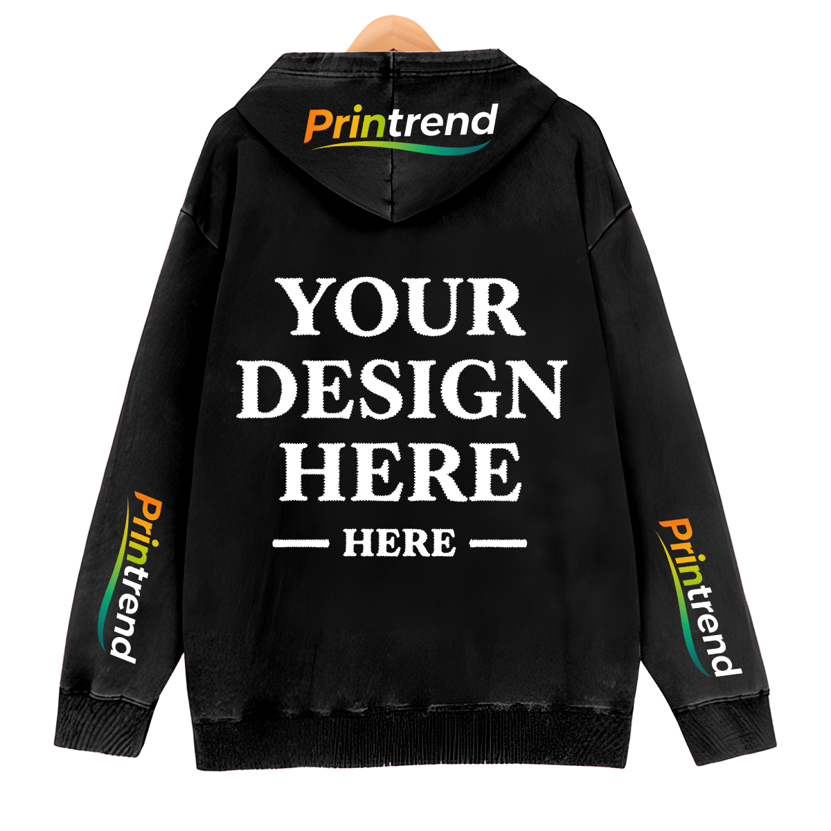 Custom DTG Print Washed Zipper Hoodie for Your Unique Style, 7 Colors 450gsm Pure Color Tops