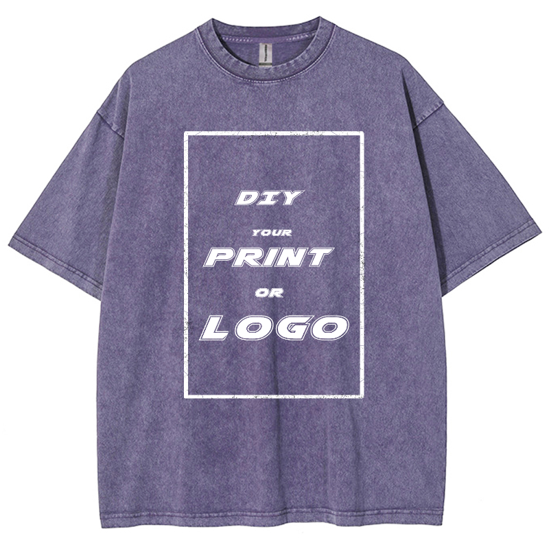 Custom DTG Graph Printing Washed T Shirt