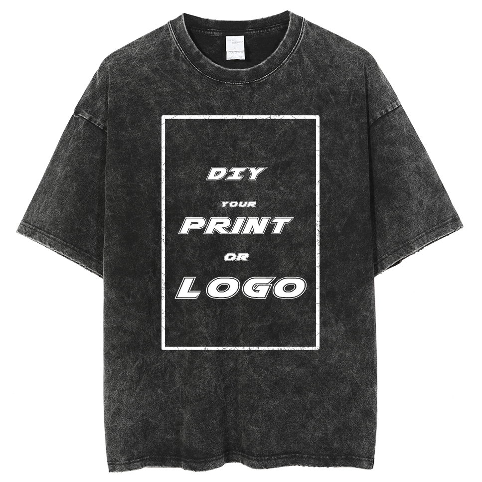 Custom DTG Graph Printing Washed T Shirt