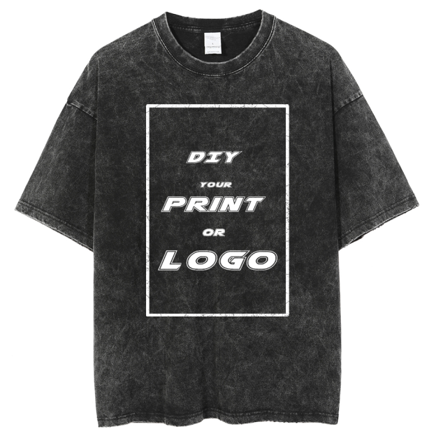 Custom DTG Graph Printing Washed T Shirt