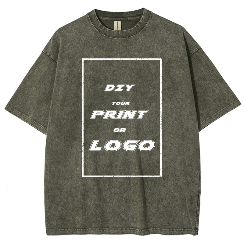Custom DTG Graph Printing Washed T Shirt