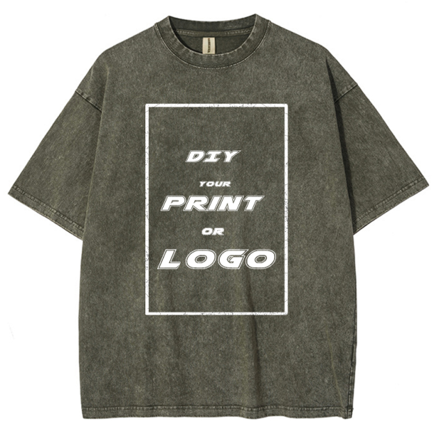 Custom DTG Graph Printing Washed T Shirt