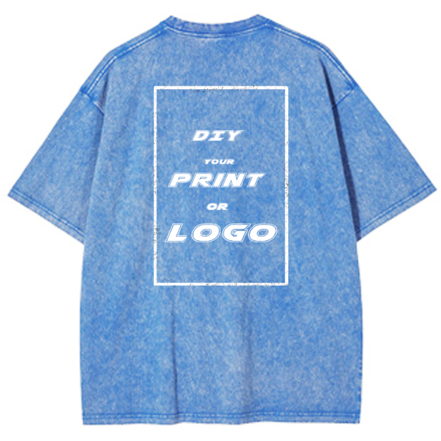 Custom DTG Graph Printing Washed T Shirt