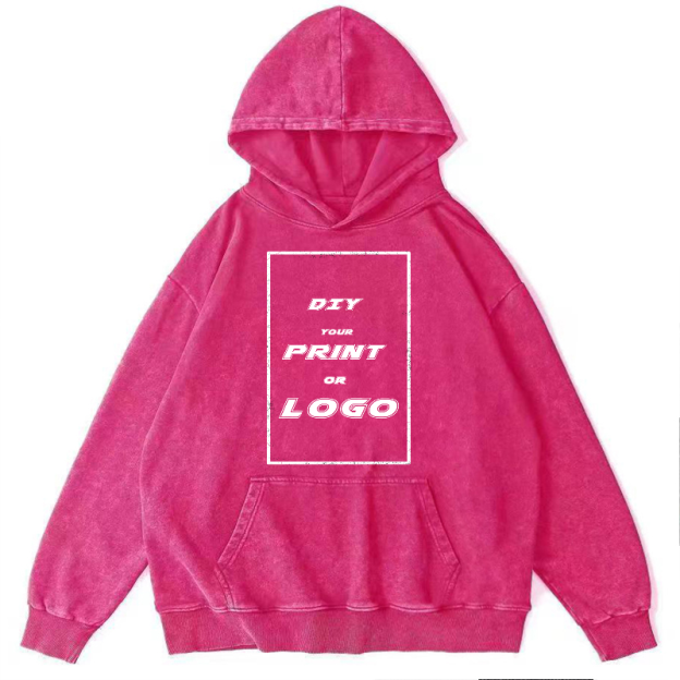 450GSM Pure Cotton Custom Printed  Washed Hoodie For Unisex