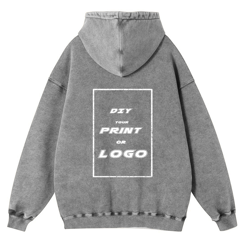 450GSM Pure Cotton Custom Printed  Washed Hoodie For Unisex
