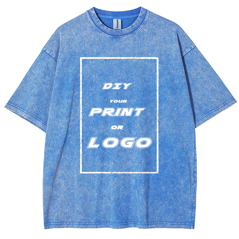 Custom DTG Graph Printing Washed T Shirt