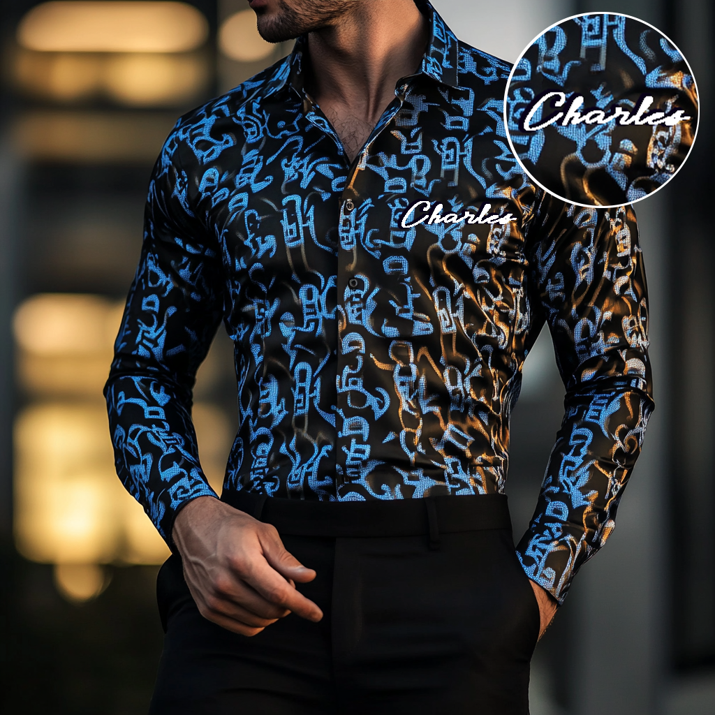 Custom Personalized Luxe Exclusive Design Embroidery & Print Business Casual Vacation Shirt