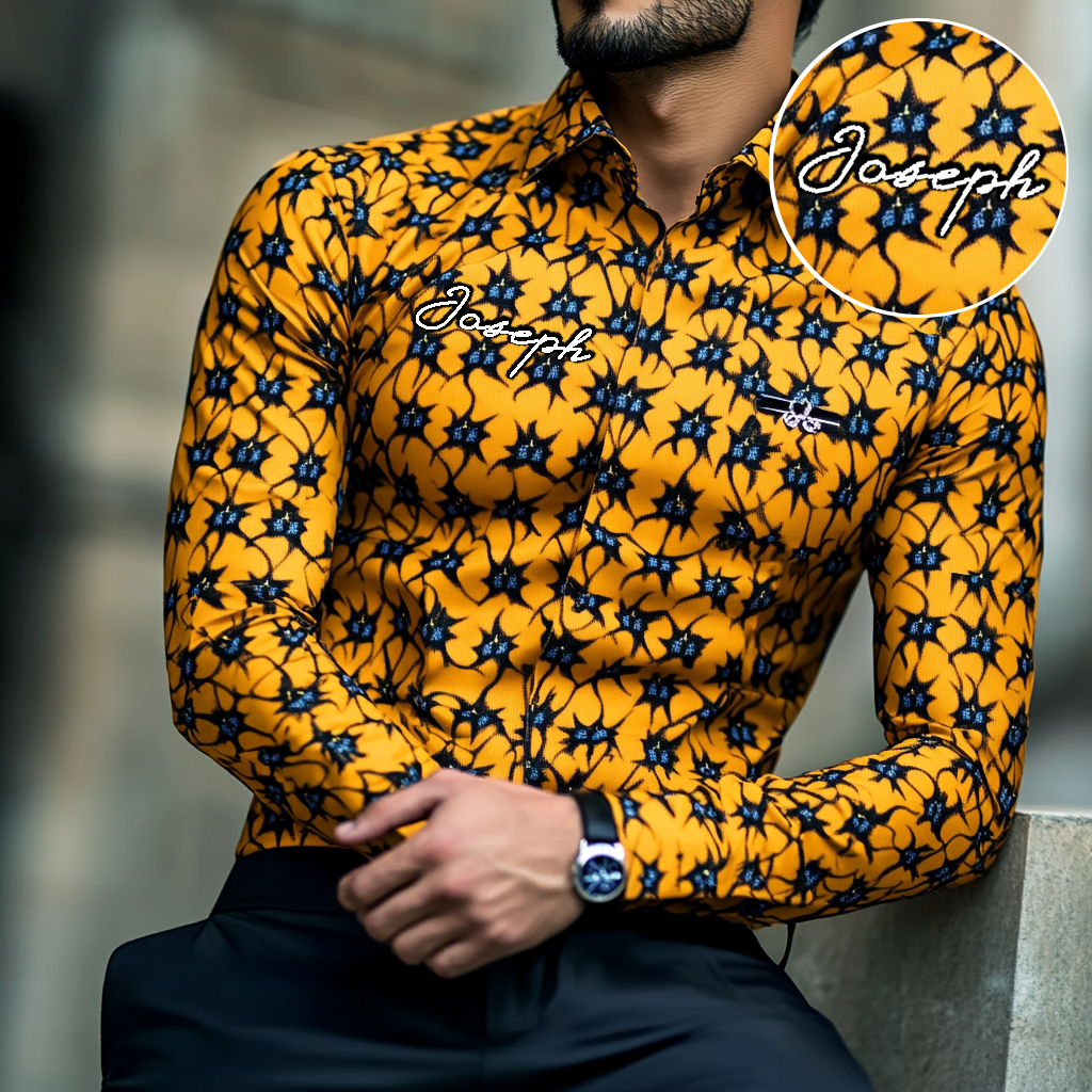 Custom Personalized Luxe Exclusive Design Embroidery & Print Business Casual Vacation Shirt