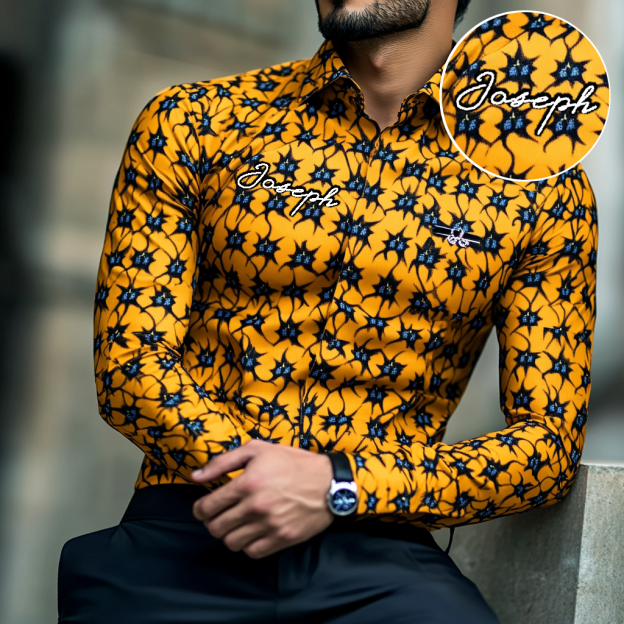 Custom Personalized Luxe Exclusive Design Embroidery & Print Business Casual Vacation Shirt