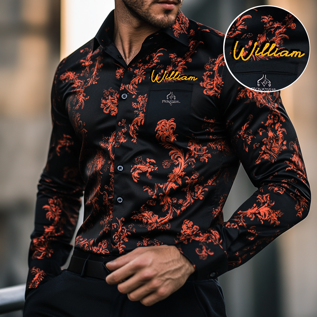 Custom Personalized Luxe Exclusive Design Embroidery & Print Business Casual Vacation Shirt