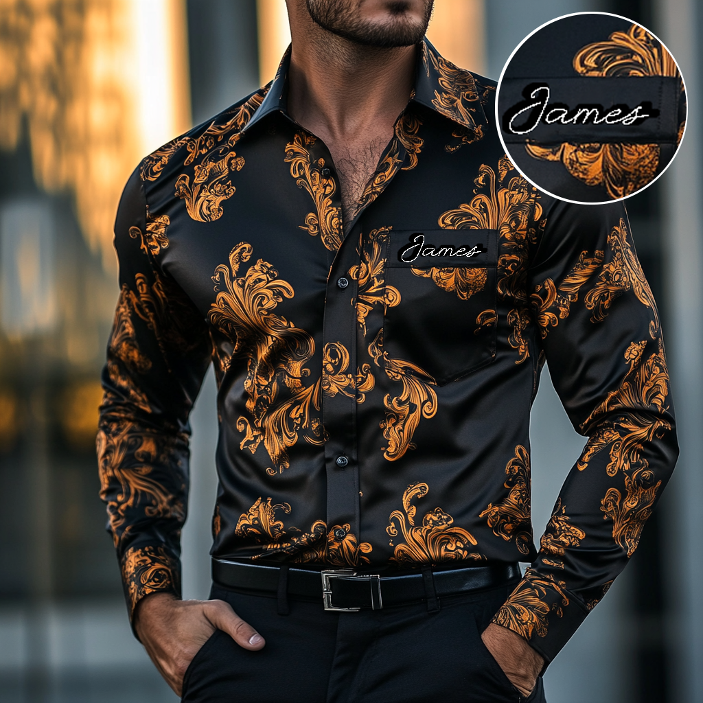 Custom Personalized Luxe Exclusive Design Embroidery & Print Business Casual Vacation Shirt