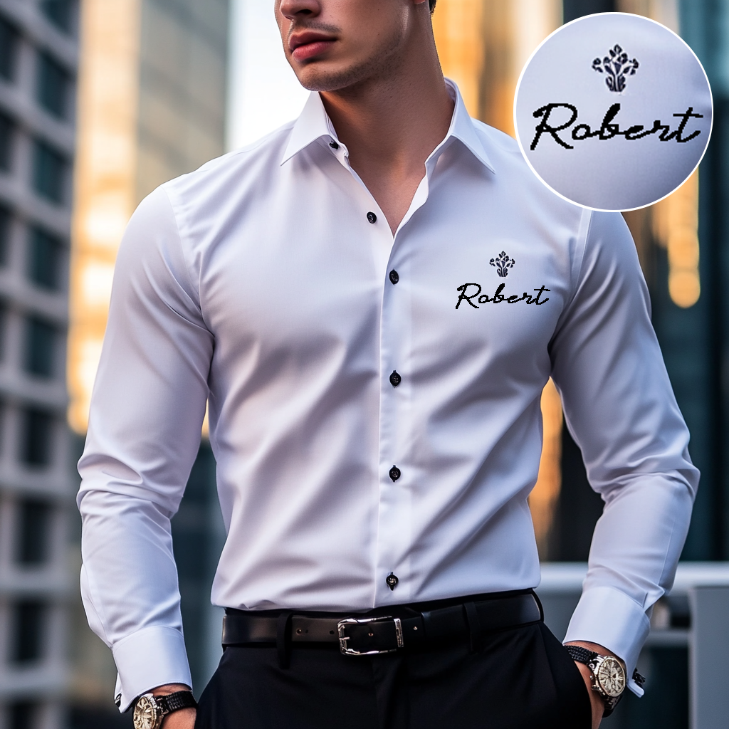 Custom Personalized Luxe Exclusive Design Embroidery & Print Business Casual Vacation Shirt
