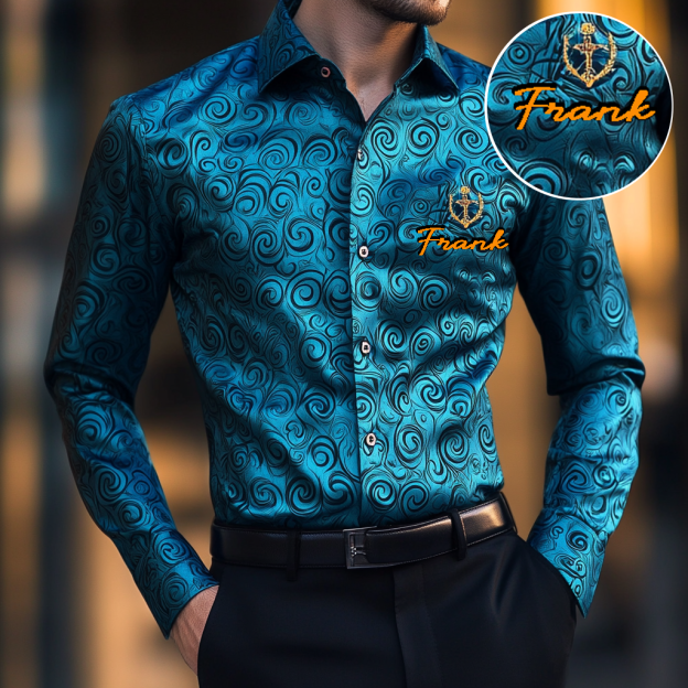 Custom Personalized Luxe Exclusive Design Embroidery & Print Business Casual Vacation Shirt