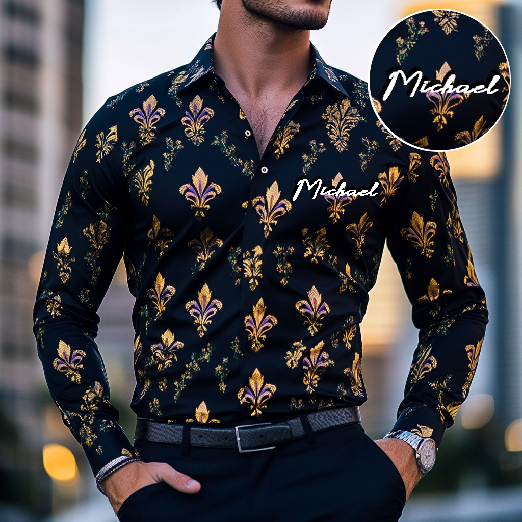 Custom Personalized Luxe Exclusive Design Embroidery & Print Business Casual Vacation Shirt