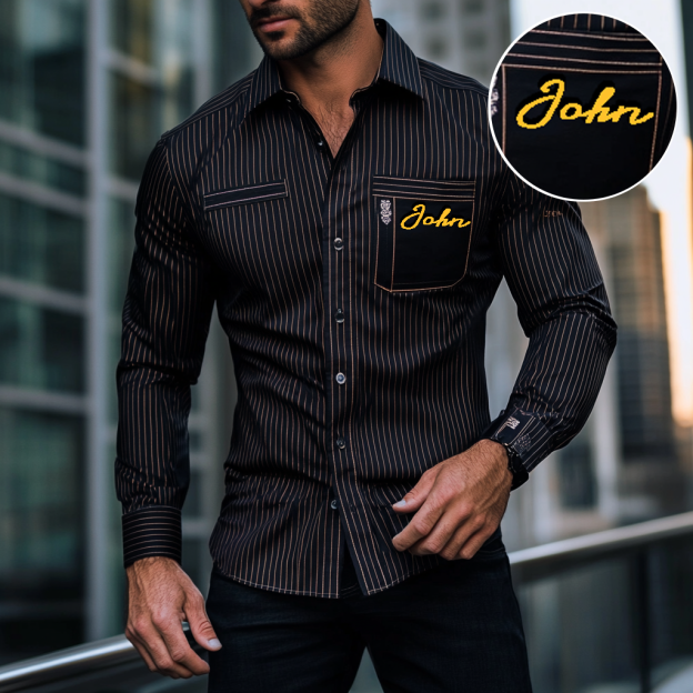 Custom Personalized Luxe Exclusive Design Embroidery & Print Business Casual Vacation Shirt