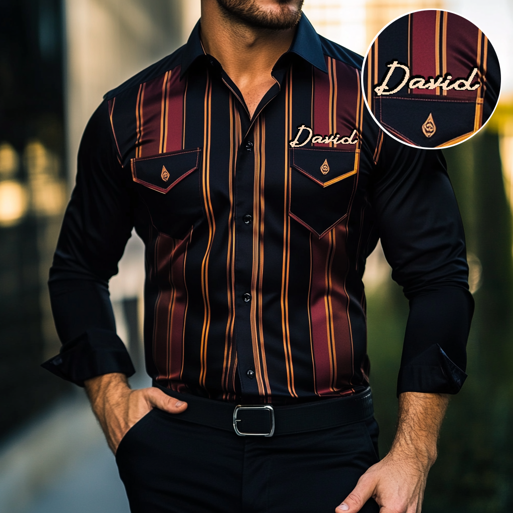 Custom Personalized Luxe Exclusive Design Embroidery & Print Business Casual Vacation Shirt