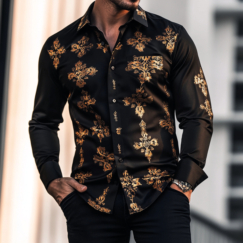 Custom Personalized Luxe Exclusive Design Embroidery & Print Business Casual Vacation Shirt