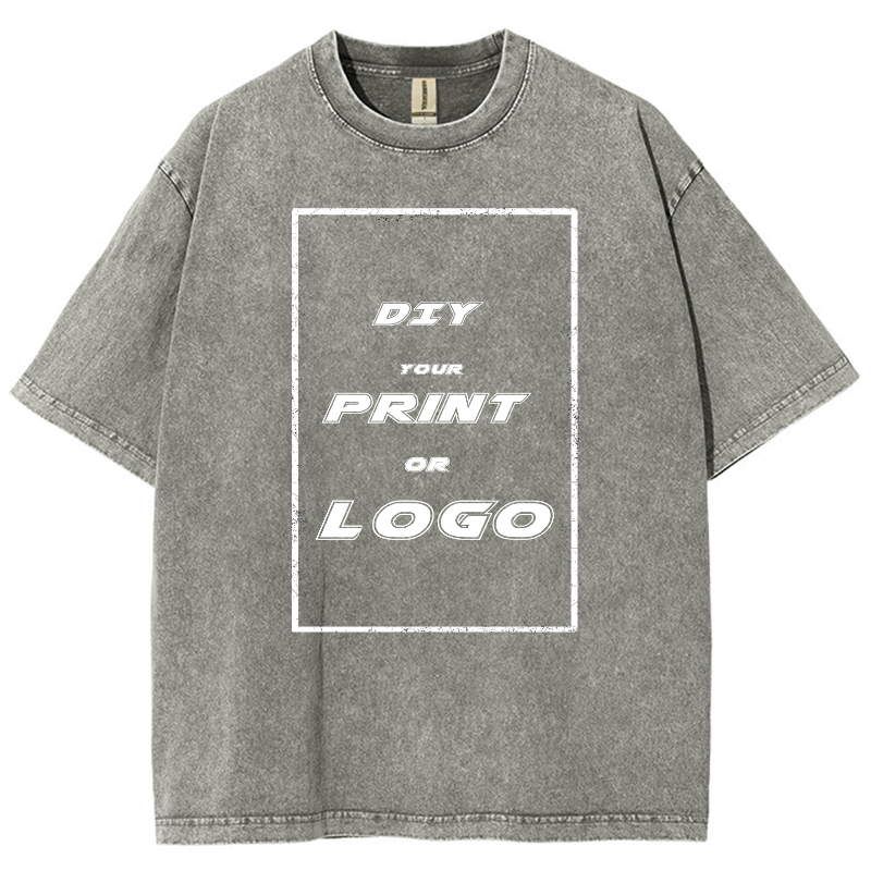 Custom DTG Graph Printing Washed T Shirt