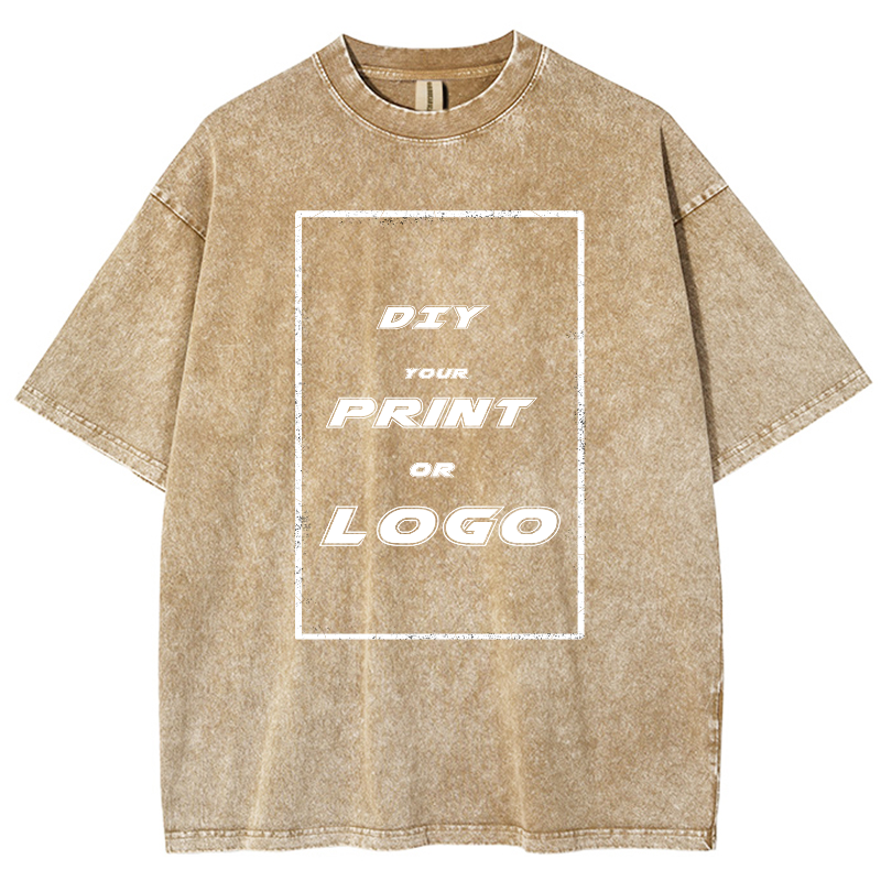 Custom DTG Graph Printing Washed T Shirt