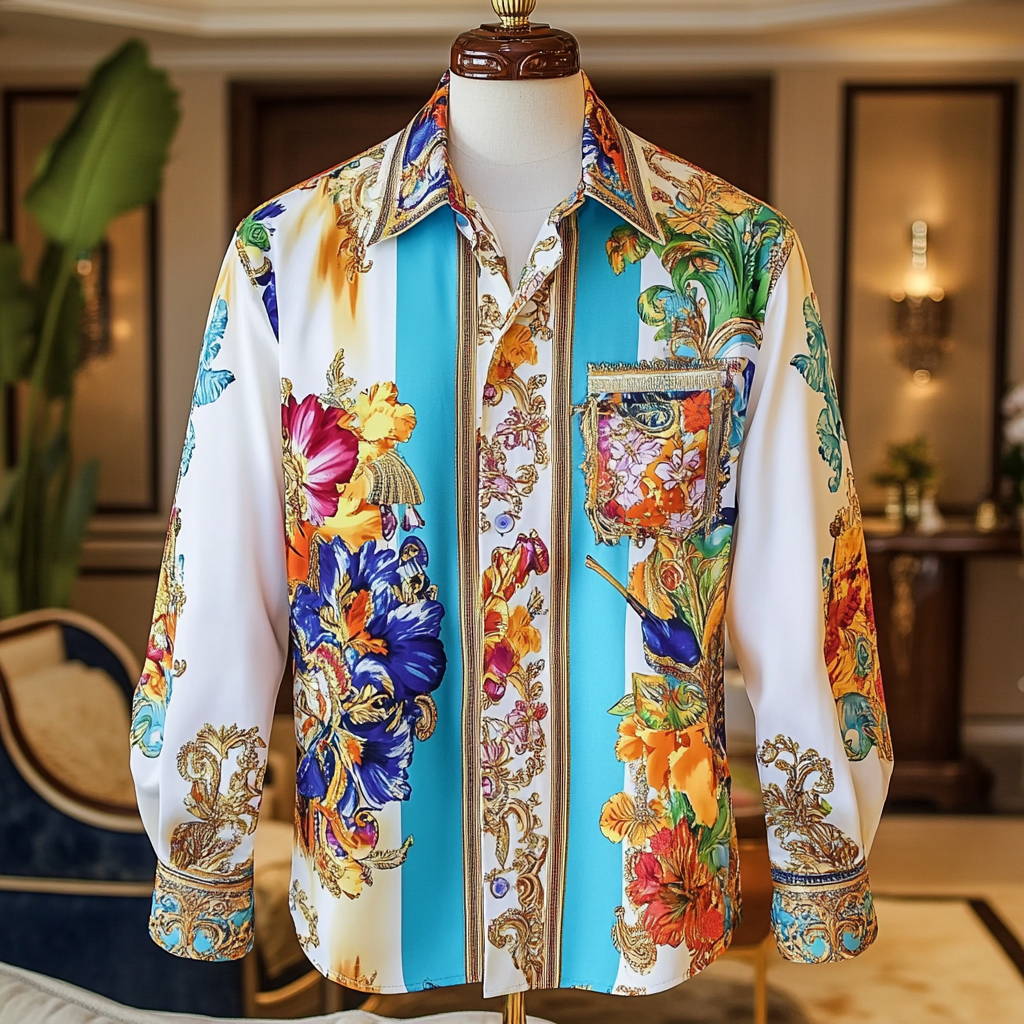 Custom Personalized Luxe Exclusive Design Embroidery & Print Business Casual Vacation Shirt