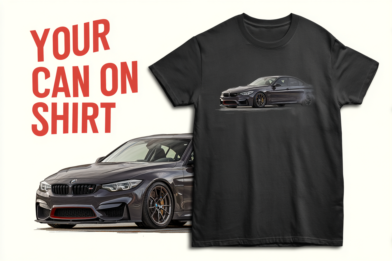 Custom Personalized Design Embroidery & Print Custom Car T-shirt of Your Car/Truck/Bike